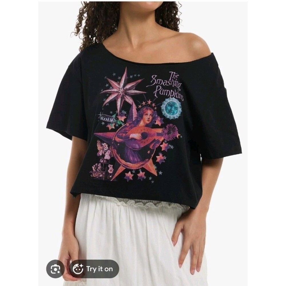 The Smashing Pumpkins Astral Scene Wormns Off-Shoulder T-Shirt Size M